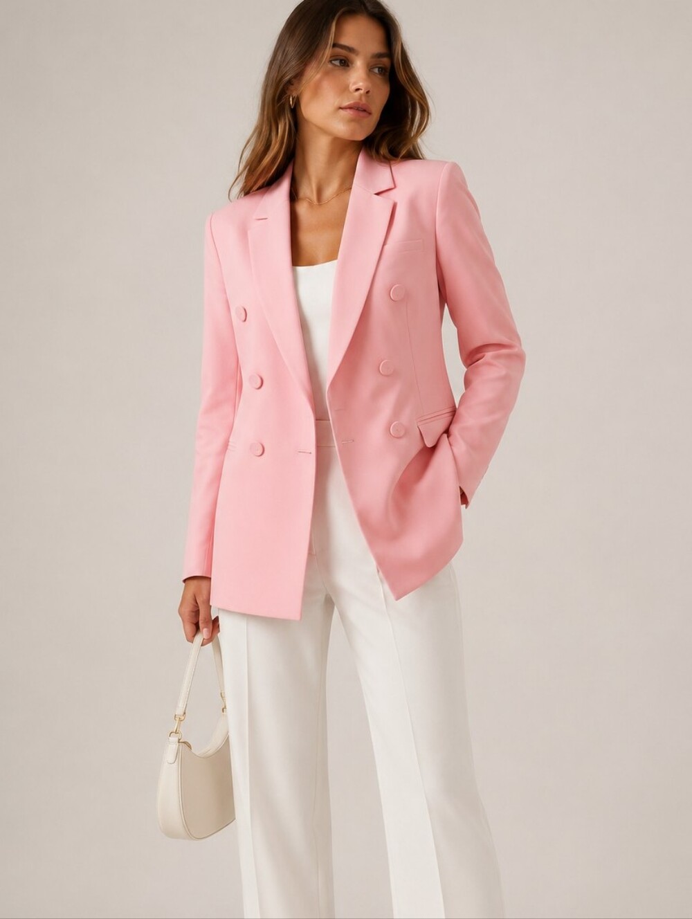 RIVER ISLAND Blush Pink Double Breasted Style Blazer